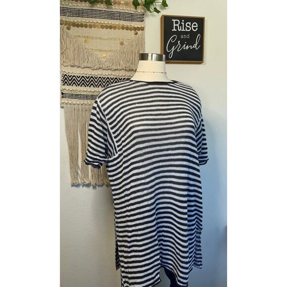 Eileen Fisher Womans Round Neck Stripped Organic Linen Loose Fit Top Large - Picture 5 of 7